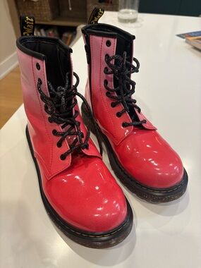 Dr. Martens Pink Patent Lace-Up Combat Boots